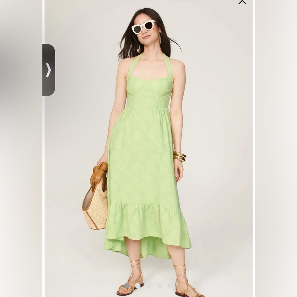 COPY - Ashley Parker & RTR green tie neck midi high low dress
